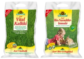 Azet Vitalkalkki ja Bio-Nurmikkolannoite